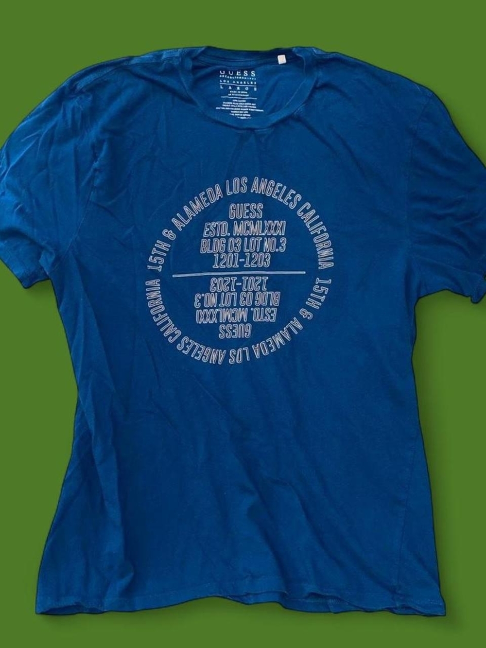 Guess Men's Short Sleeve Graphic Tee in Blue